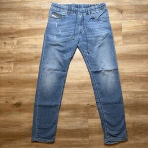 Diesel Jogg Jeans Men 30 Blue Waykee-NE Straight Leg Stretch Distressed 0607T